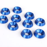 Forsænket Aluminium skive 6x18mm Blå 10stk