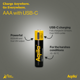 Aqiila Genopladeligt USB-C Lithium-batteri AAA 1,5V 4-pak
