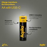 Aqiila Genopladeligt USB-C Lithium-batteri AA 1,5V 4-pak