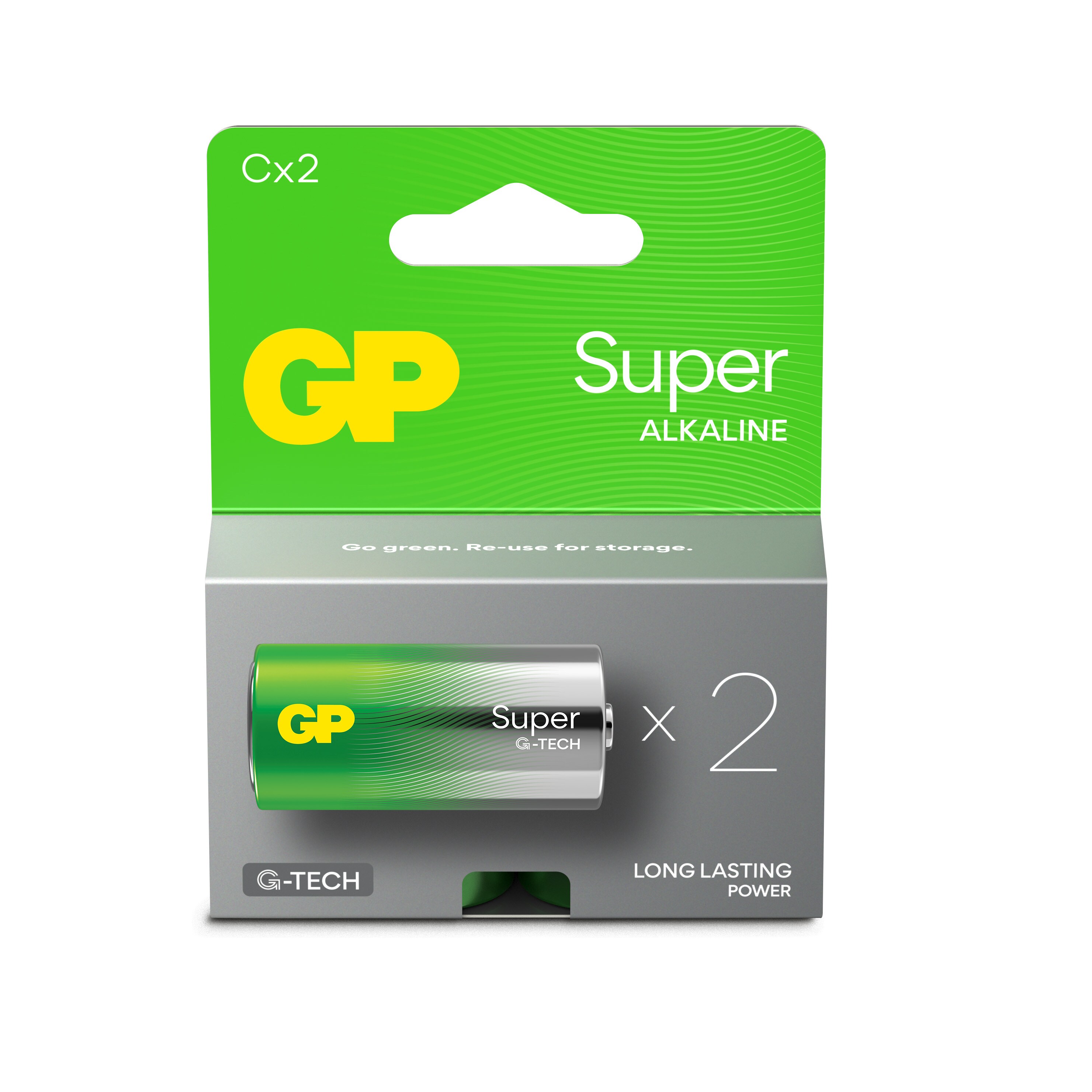 GP Super Alkaline C-batteri, 14A/LR14, 2-pak