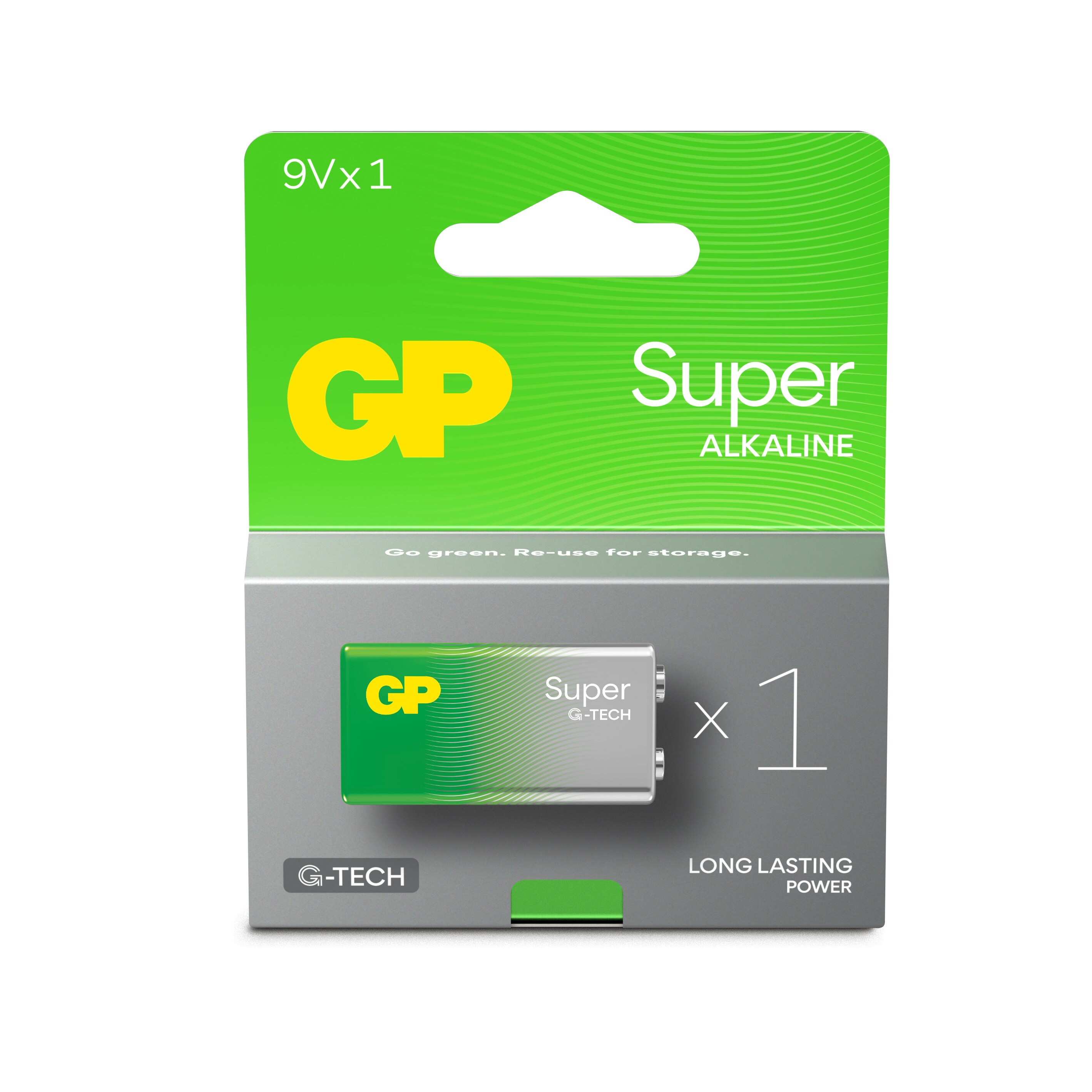 GP Super Alkaline 9V batteri, 1604A/6LF22, 1-pak