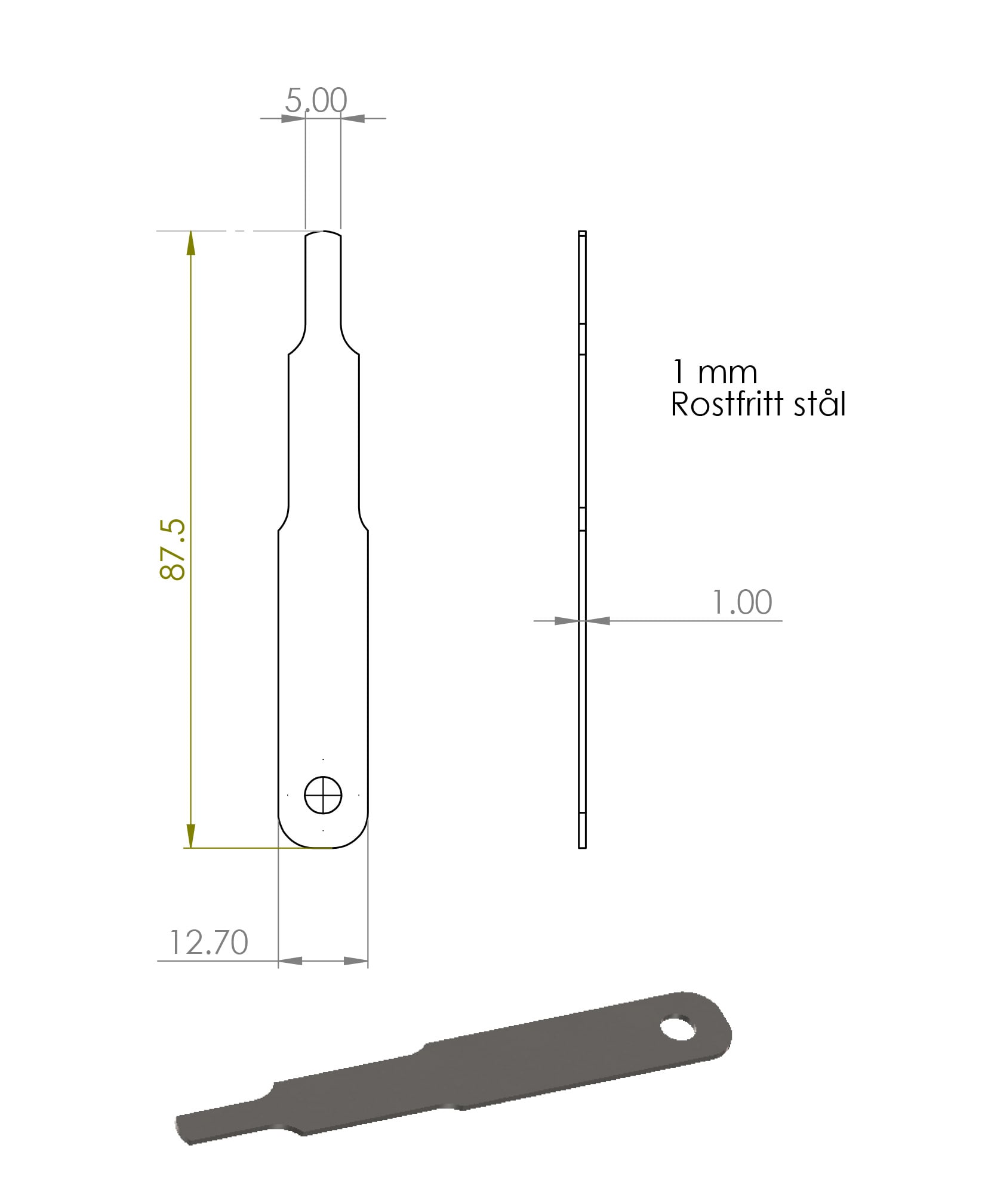Følermål 1 mm til Raket 95 CIK/FIA Standard