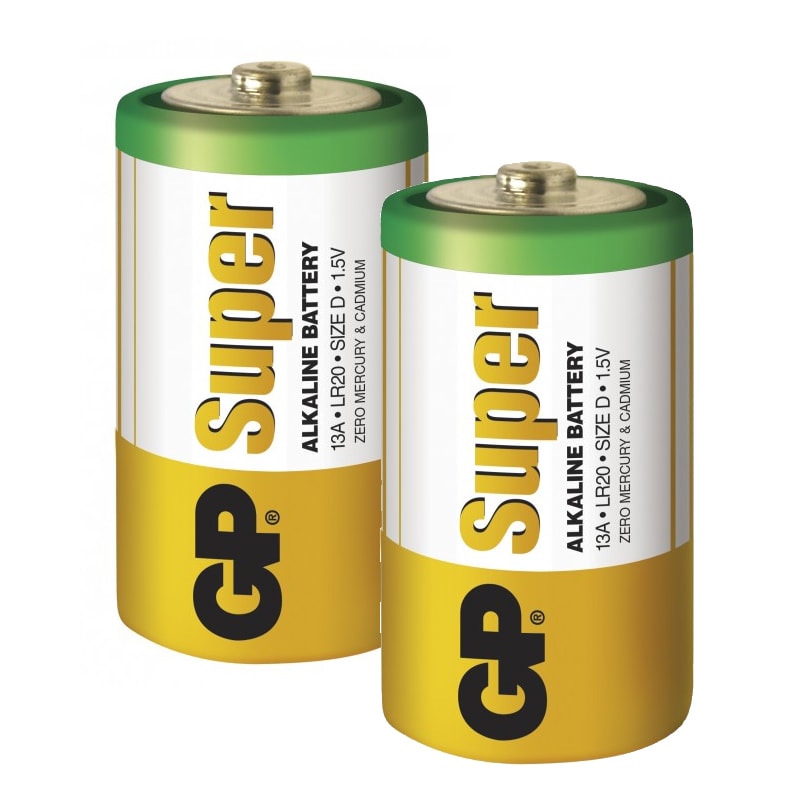 GP Super Alkaline D-batteri, 13A/LR20, 2-pak