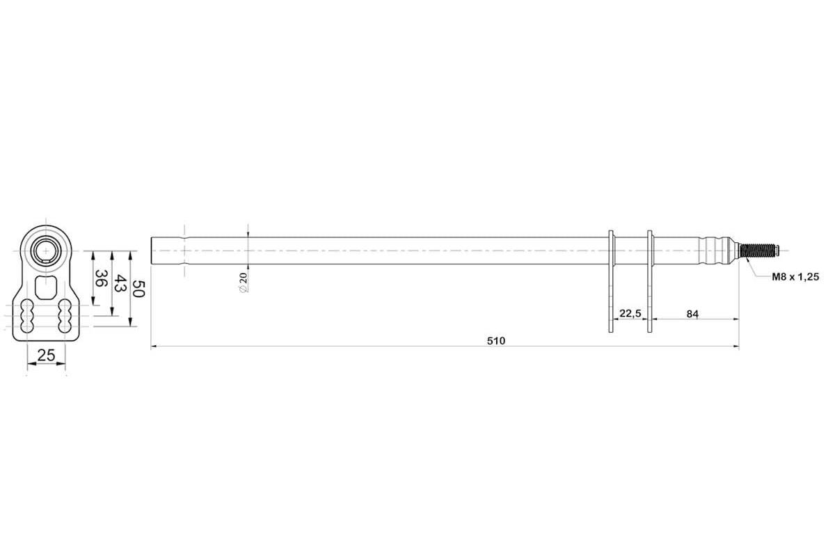 Ratstang M8x510mm Universal