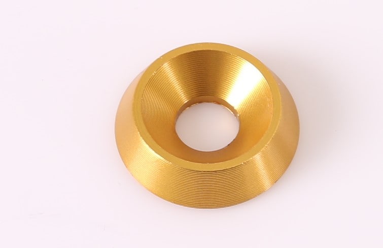 Forsænket Aluminium skive 6x18mm guld 10stk