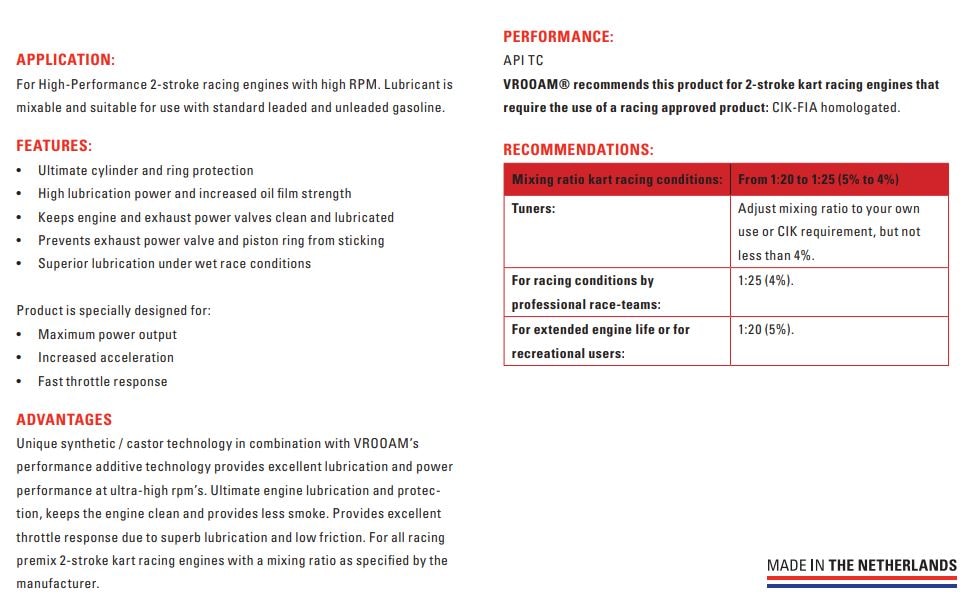 Vrooam Factory Kart Racing Oil